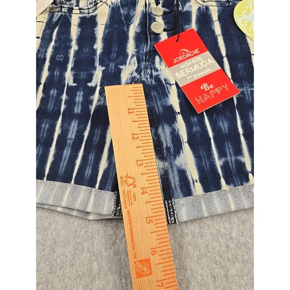 Jordache Jean Shorts Girls Size 6 Mid Rise Denim Tie Wash Bermuda Jeans NWT